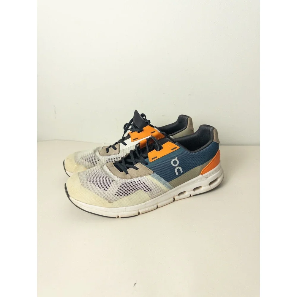 On Cloudnova Mens 11 Cream Blue Orange CloudTec Running Sneakers Shoes EU 45